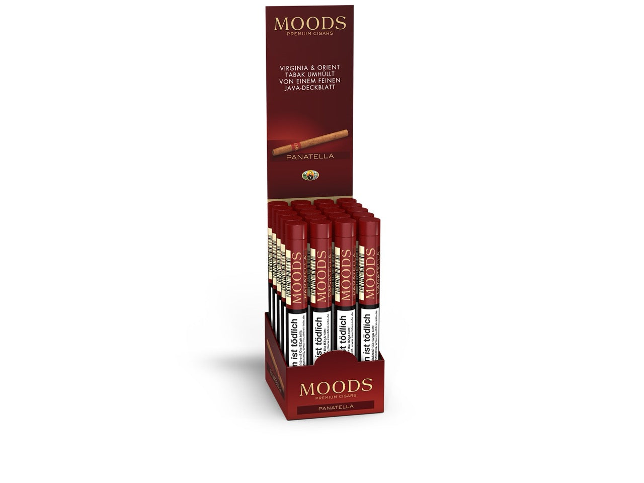 MOODS Panatella 20er Packung – aromatische Cigarren im schlanken Panatella-Format mit Java Deckblatt und kräftigem Geschmack