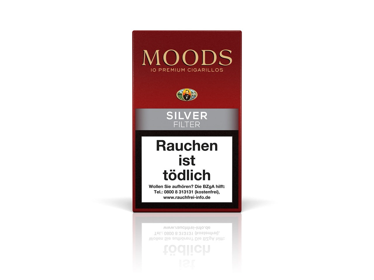 MOODS Silver Filter Cigarillos – 10er Packung mit mildem Aroma und Terra DANNEMANN Deckblatt, ideal für den kurzen Rauchgenuss.