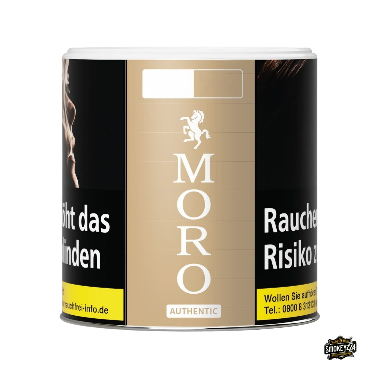 Moro Authentic Zigarettentabak 65g Dose – Feinschnitt zum Drehen und Stopfen, goldgelber Tabak in wiederverschließbarer Dose.