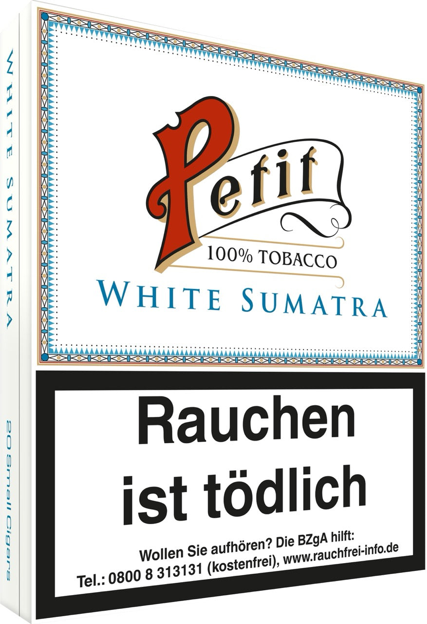 Einzelnes Nobel White Sumatra Zigarillo mit Sumatra-Deckblatt, seitlich fotografiert