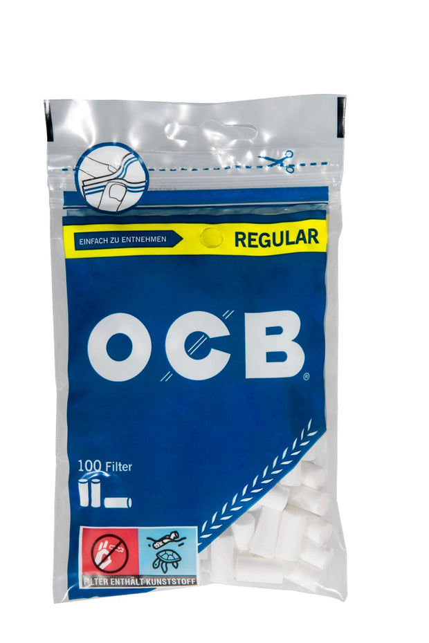 OCB 7,5mm Regular Filter 100er Beutel – klassische Drehfilter für Selbstgedrehte im wiederverschließbaren Beutel