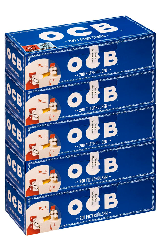 OCB Blau Hülsen 5x200 Filterhülsen Sparpaket, Großpackung im Dispenser, geschmacksneutral, ideal zum Stopfen