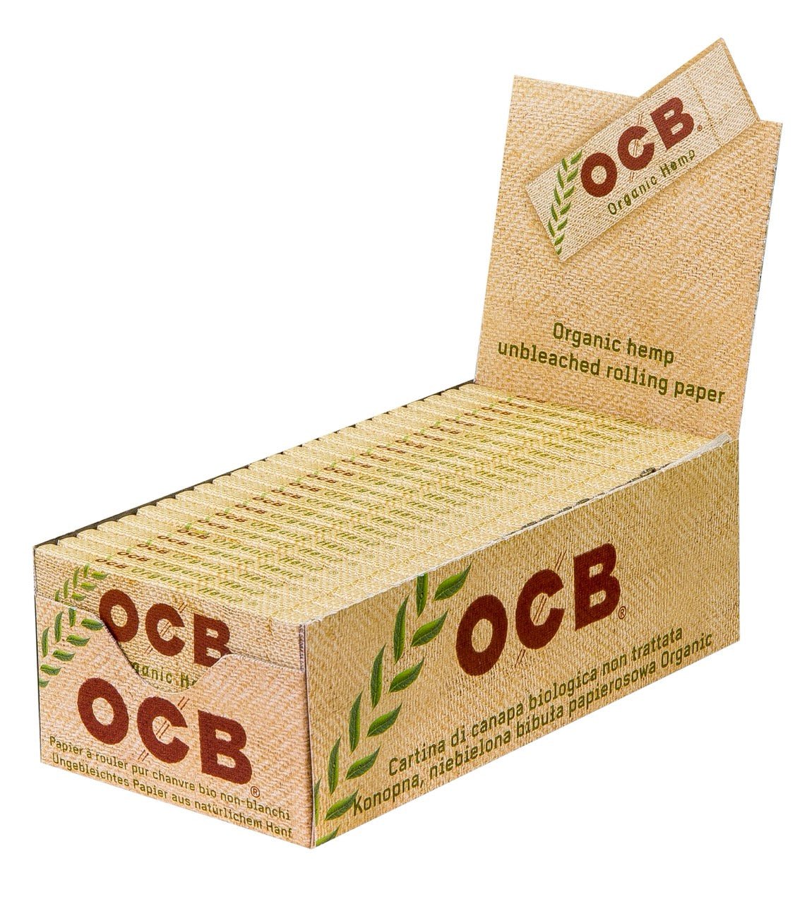 OCB Organic Hemp Single Sparpaket, 50x50 Blatt ungebleichtes Bio-Hanfpapier, Vorratspack, Karton