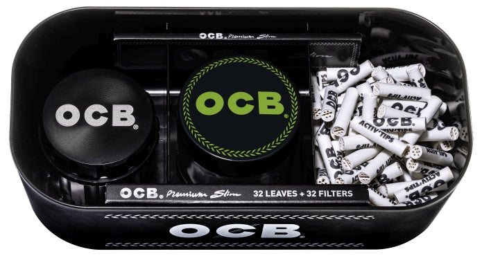 OCB Rolling Box gefüllt mit Zubehör – Beispielnutzung, Angebot enthält nur die Box, nicht den abgebildeten Inhalt