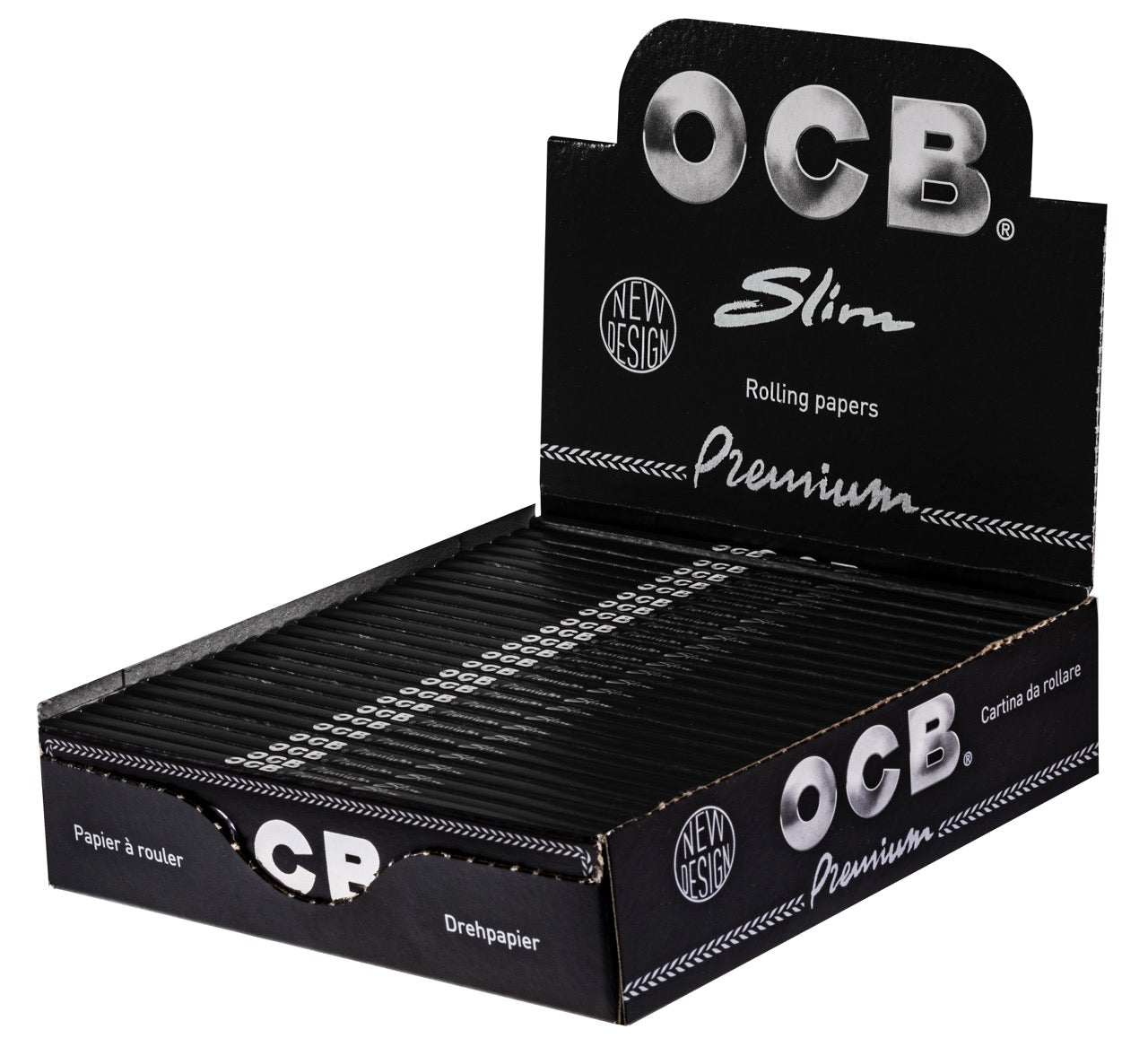 OCB Premium Black Long Slim Blättchen 25er Sparpaket, schwarzer Karton mit Hologramm, Großpackung