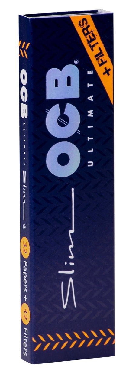 OCB Ultimate Slim Long Blättchen mit 32 Blatt und 32 Filter Tips, ultradünnes Drehpapier