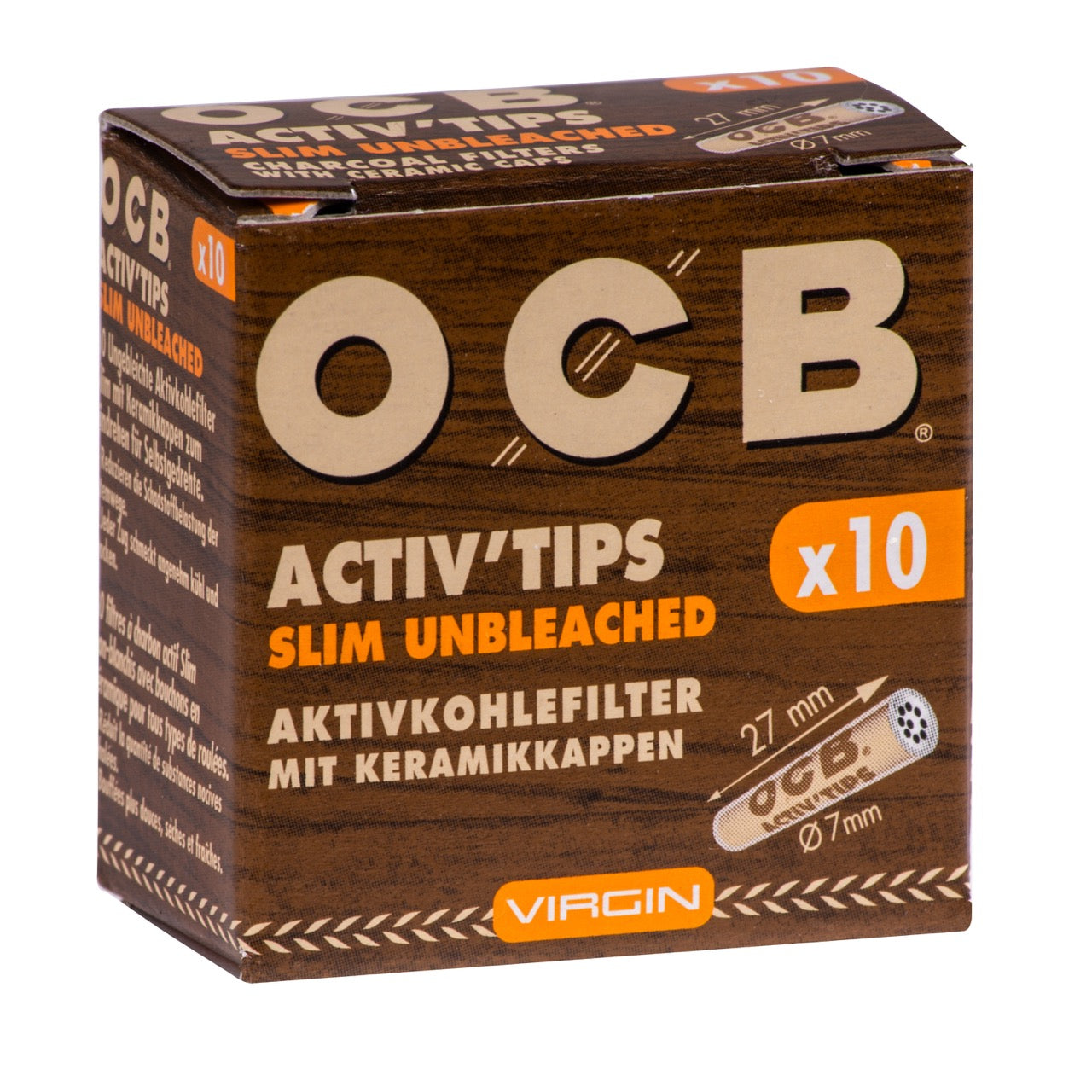 OCB Unbleached 7mm Slim Aktivkohlefilter 10er Packung – ungebleichte Filter online bestellen