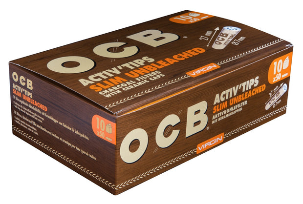 OCB Unbleached 7mm Slim Aktivkohlefilter 10x50er Packung – Sparpaket, vegan, natürlich, online kaufen