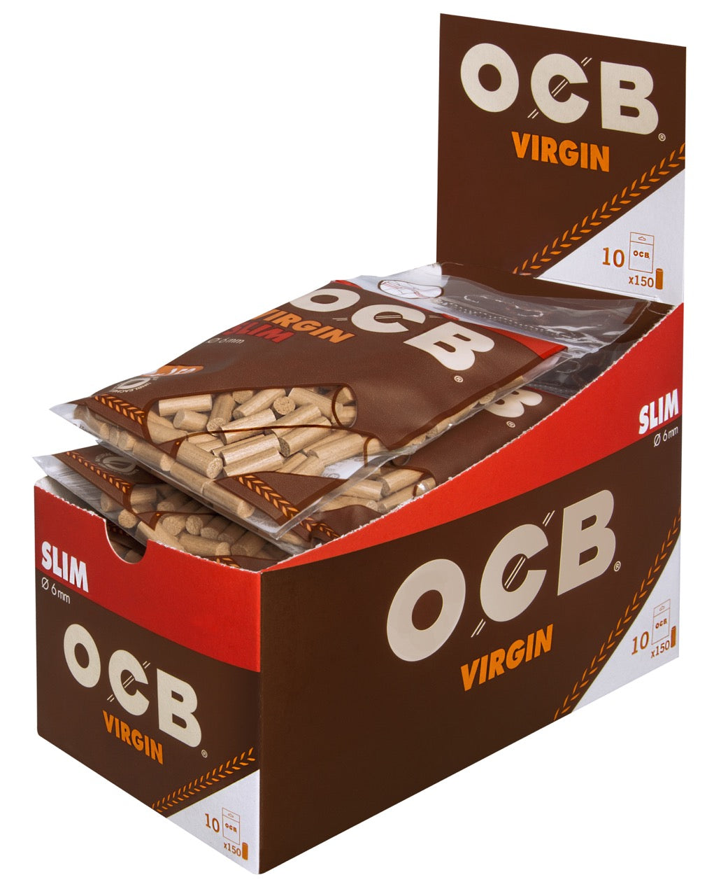 OCB 6mm Unbleached Virgin Slim Filter 10x150er Beutel Sparpaket, ungebleichte Filter FSC online kaufen