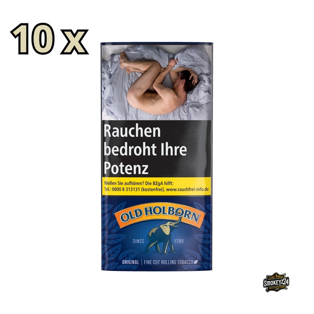 Old Holborn Original Drehtabak 10x30g Pouches, Vorratspack frontal fotografiert, klassische Verpackung