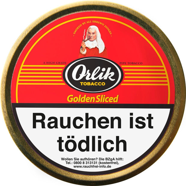 Orlik Golden Sliced Pfeifentabak 100g Dose – milder Virginia Flake mit Perique, Orangen- und Zitrusnote, klassisch dänisch