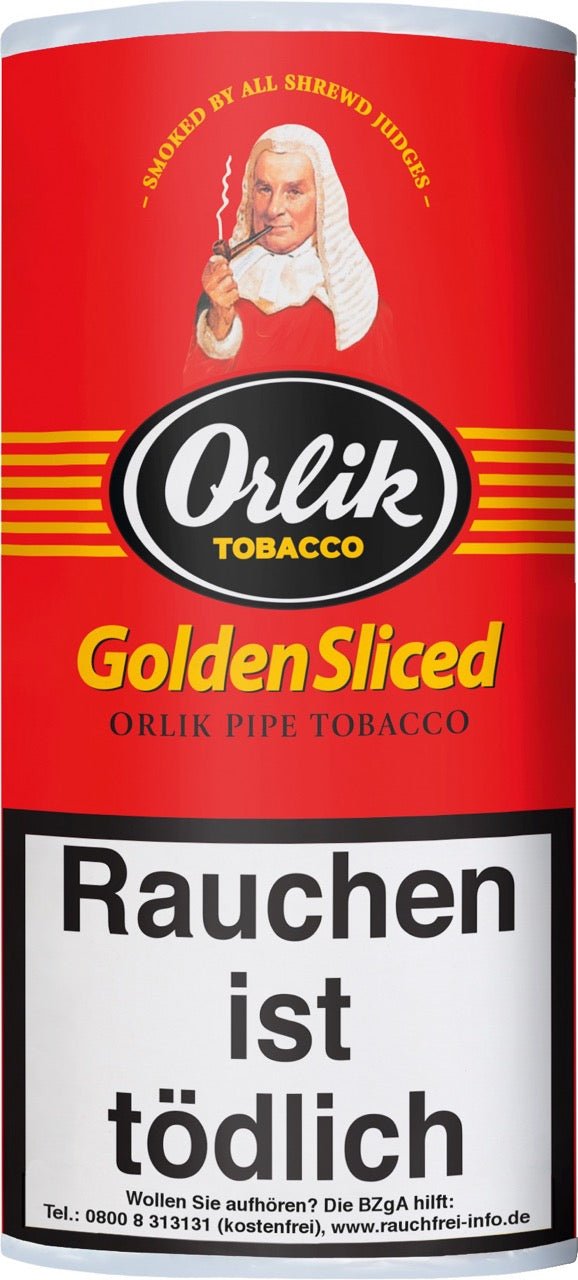Orlik Golden Sliced Pfeifentabak 50g Pouch – milder Virginia Flake mit feiner Zitrusnote, ideal für unterwegs oder Einsteiger