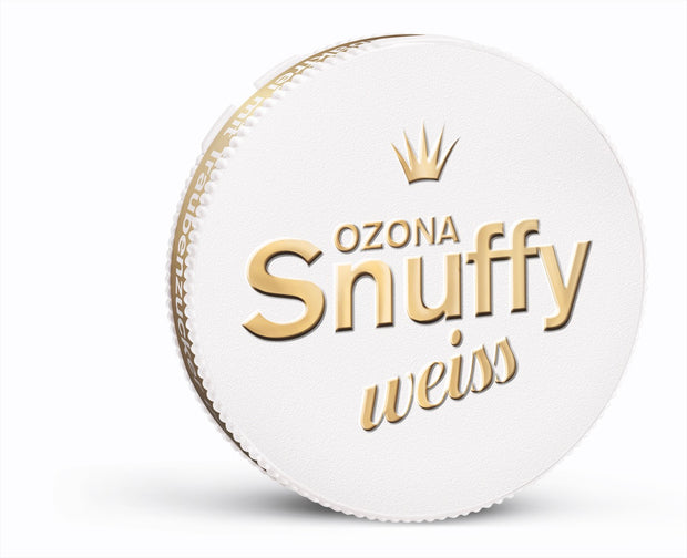 Ozona Snuffy Weiß Schnupfpulver 6g – tabakfreie Alternative mit Menthol und Traubenzucker, erfrischend und nikotinfrei.