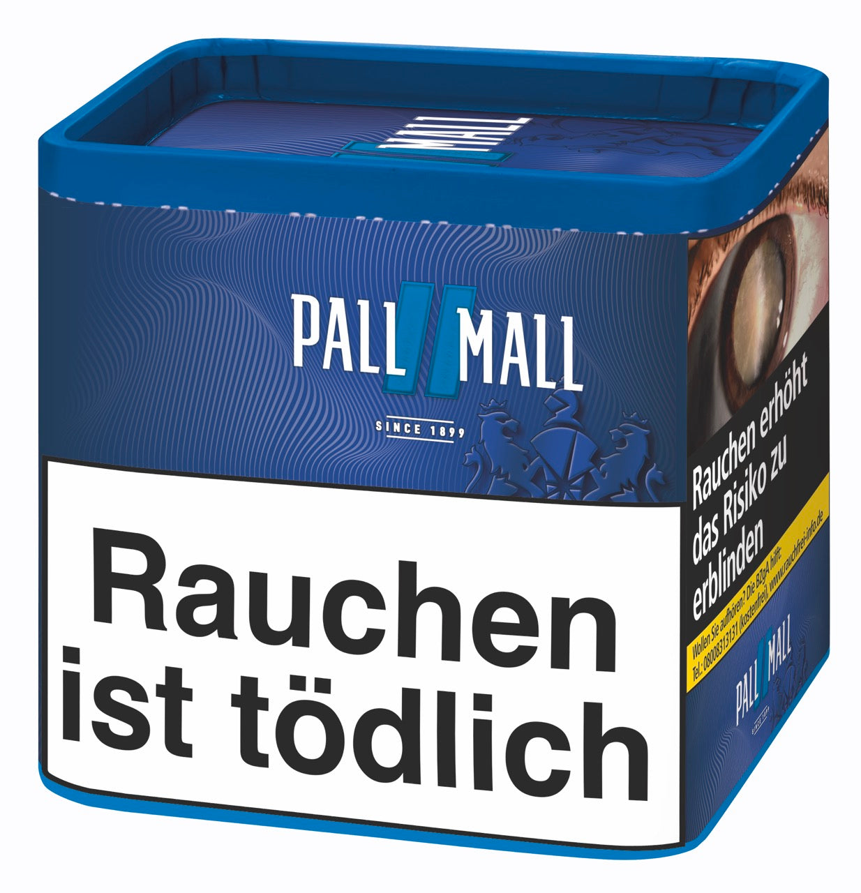Pall Mall Blue Stopftabak 38g Dose stehend schräg – milder Volumentabak mit angenehmem Aroma