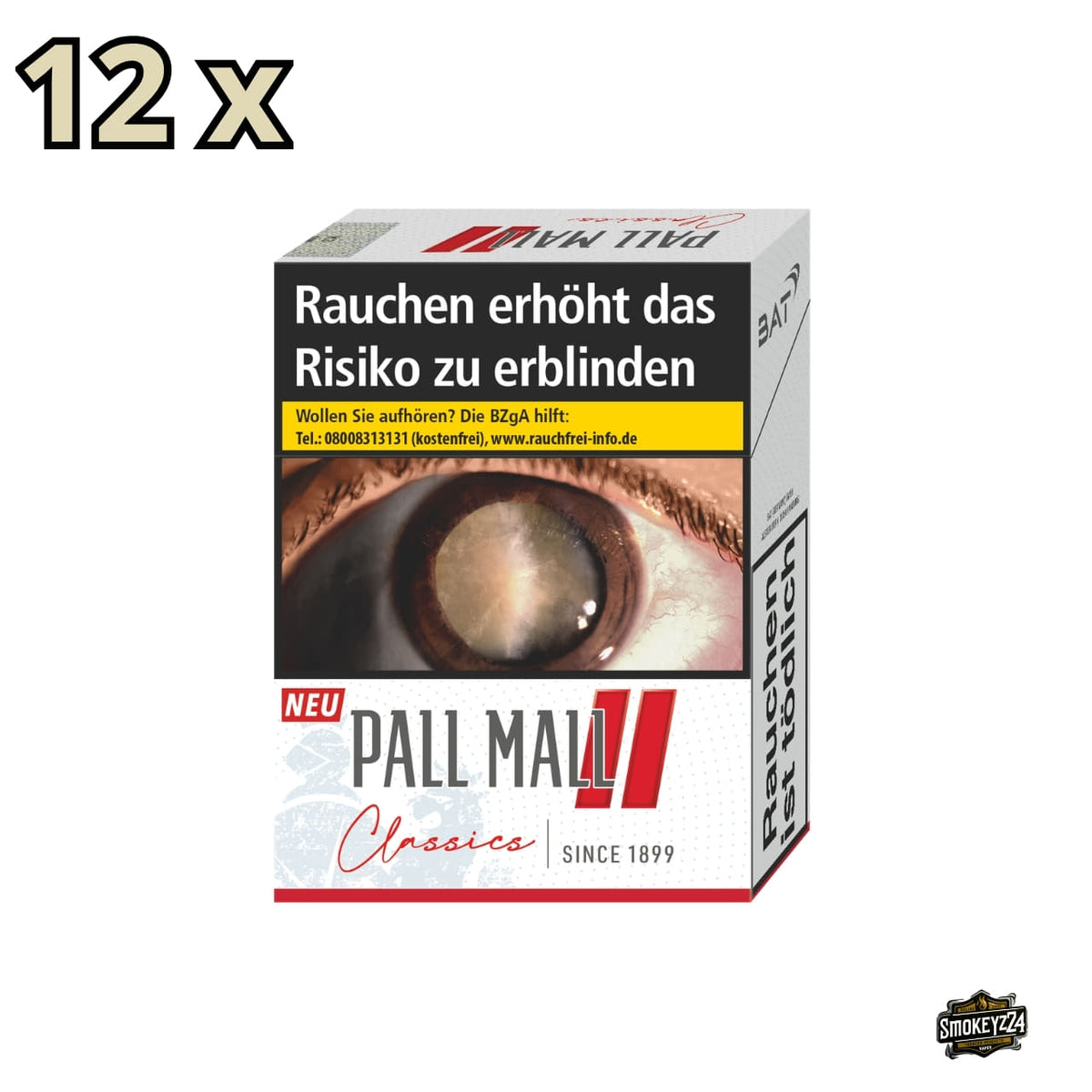 Pall Mall Classics Red XXL Packung in Weiß mit rotem Doppelbalken und Classics Schriftzug, Multiplikator 12x