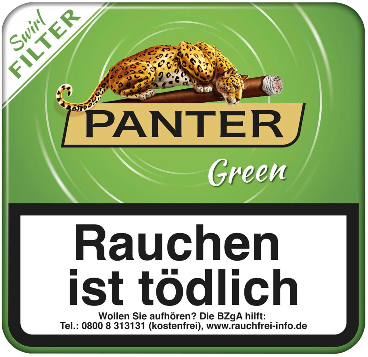 Panter Swirl Green Filter Cigarillos 20er Metalldose – aromatisierte Filterzigarillos mit süßem Cocktail-Aroma