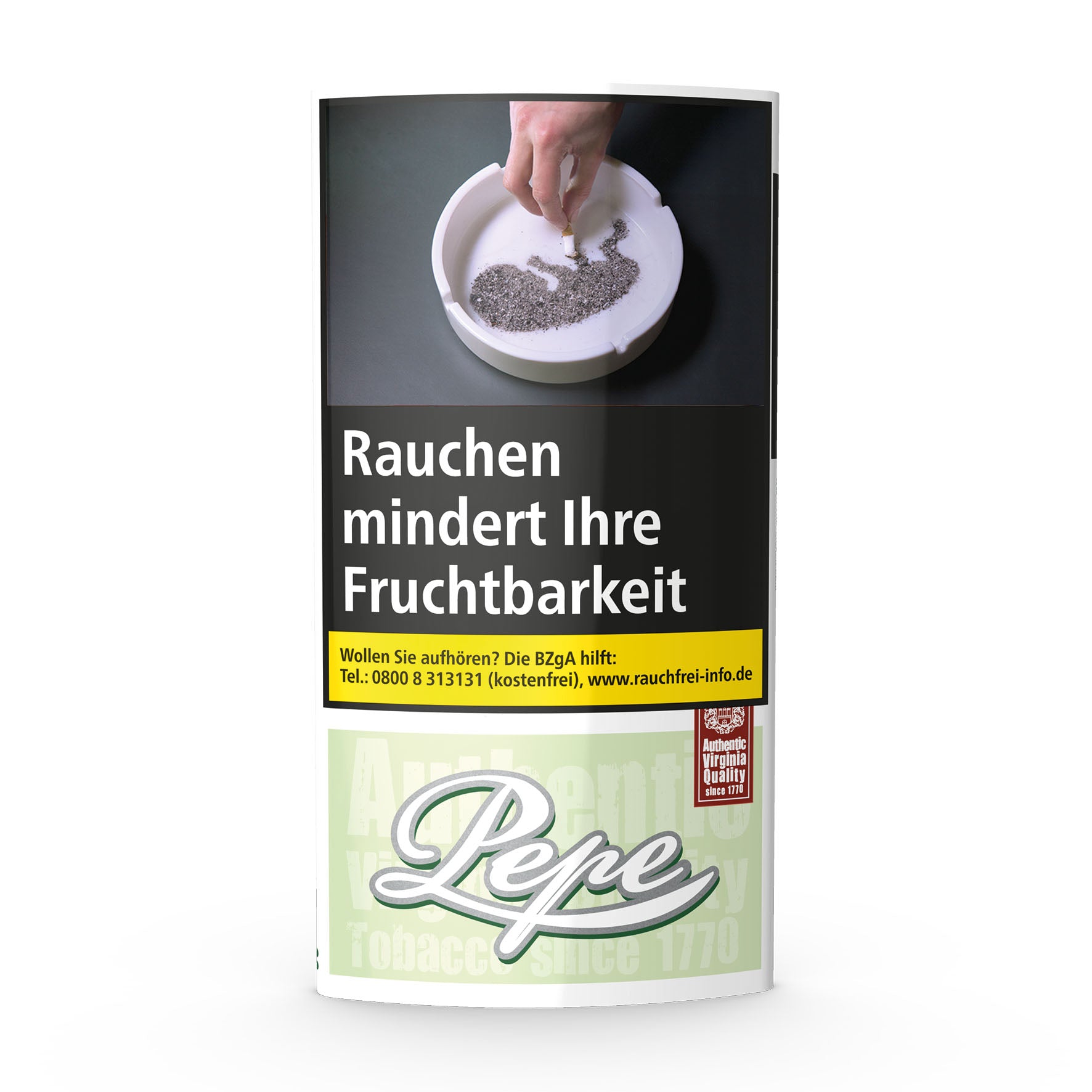 Pepe Bright Green 30g Pouch – milder, zusatzfreier Feinschnitt aus reinem Virginia-Tabak.