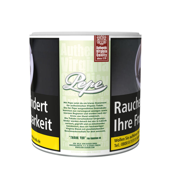 Pepe Bright Green Drehtabak 80g Dose – ohne Zusatzstoffe, milder Feinschnitt-Tabak aus Virginia.