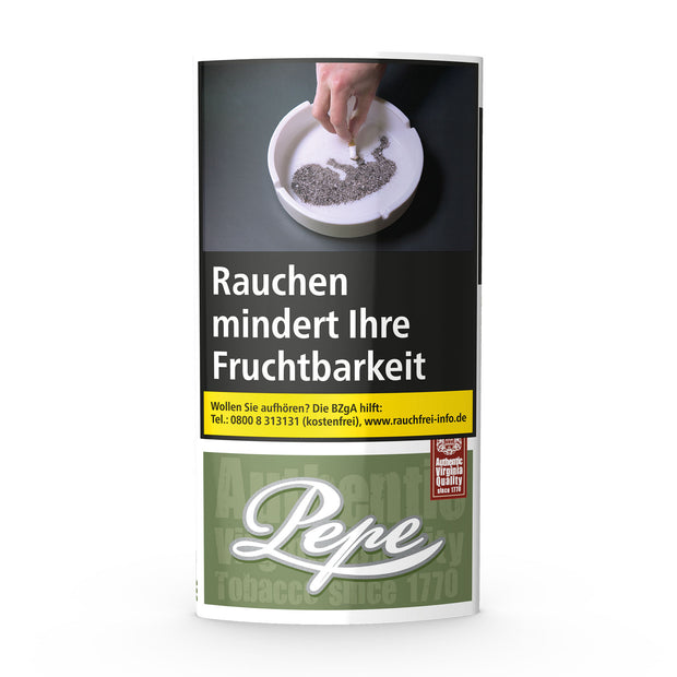 Pepe Rich Green 30g Pouch – zusatzfreier, kräftiger Virginia-Tabak zum Drehen.