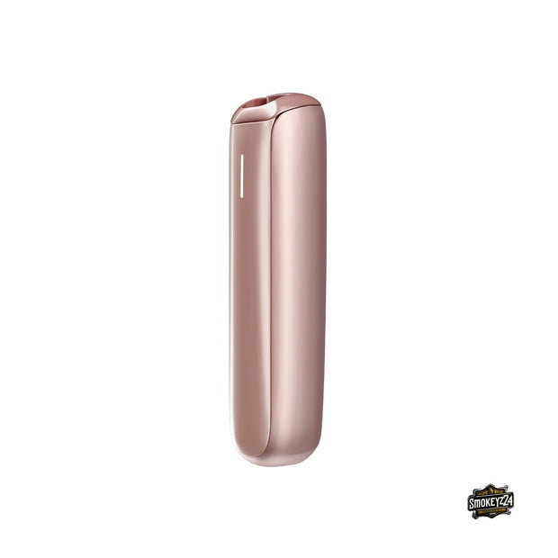 Ploom Aura Rose Gold, Seitenansicht, eleganter Rosé‑Ton und LED‑Leiste