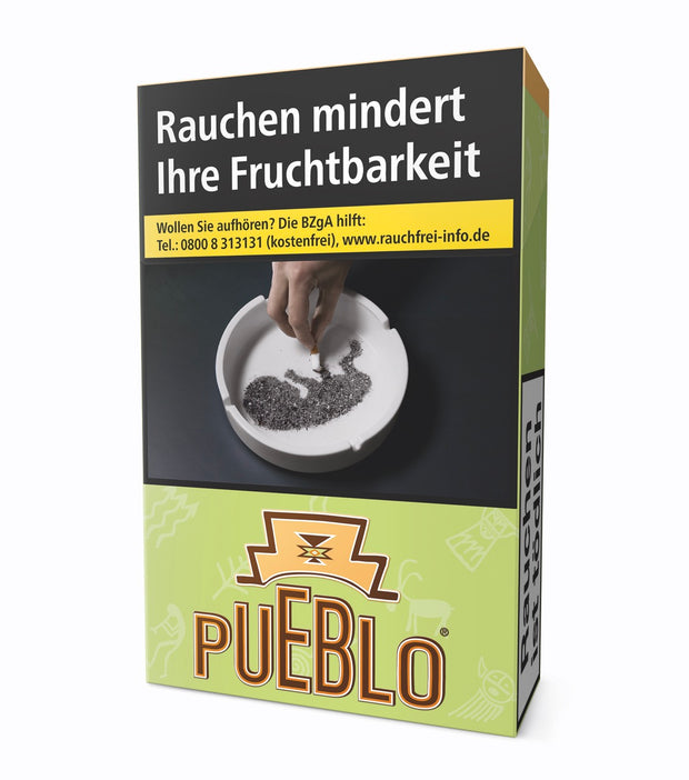 Pueblo Green Zigaretten 10x20 Stück - Schachtel einzeln links geneigt