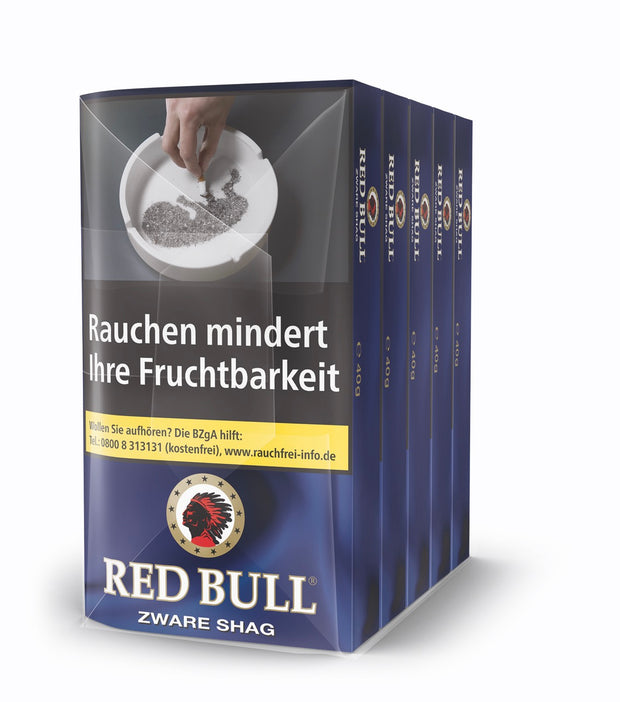 Red Bull Zware Shag Drehtabak 5x40g – kräftiger, dunkler Feinschnitt im Vorteilspack für Selbstdreher