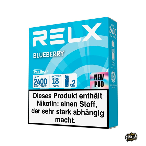RELX Pod Real Blueberry 18mg Verpackung mit Blaubeer Pods