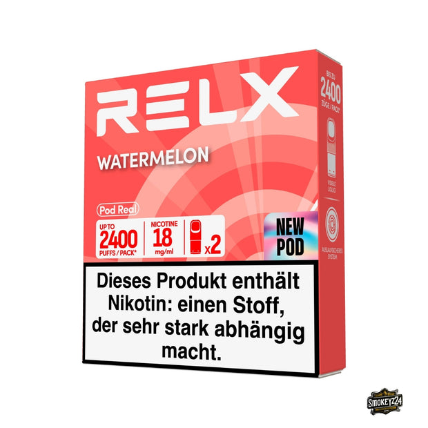 RELX Pod Real Watermelon 18mg Verpackung mit Wassermelone Pods