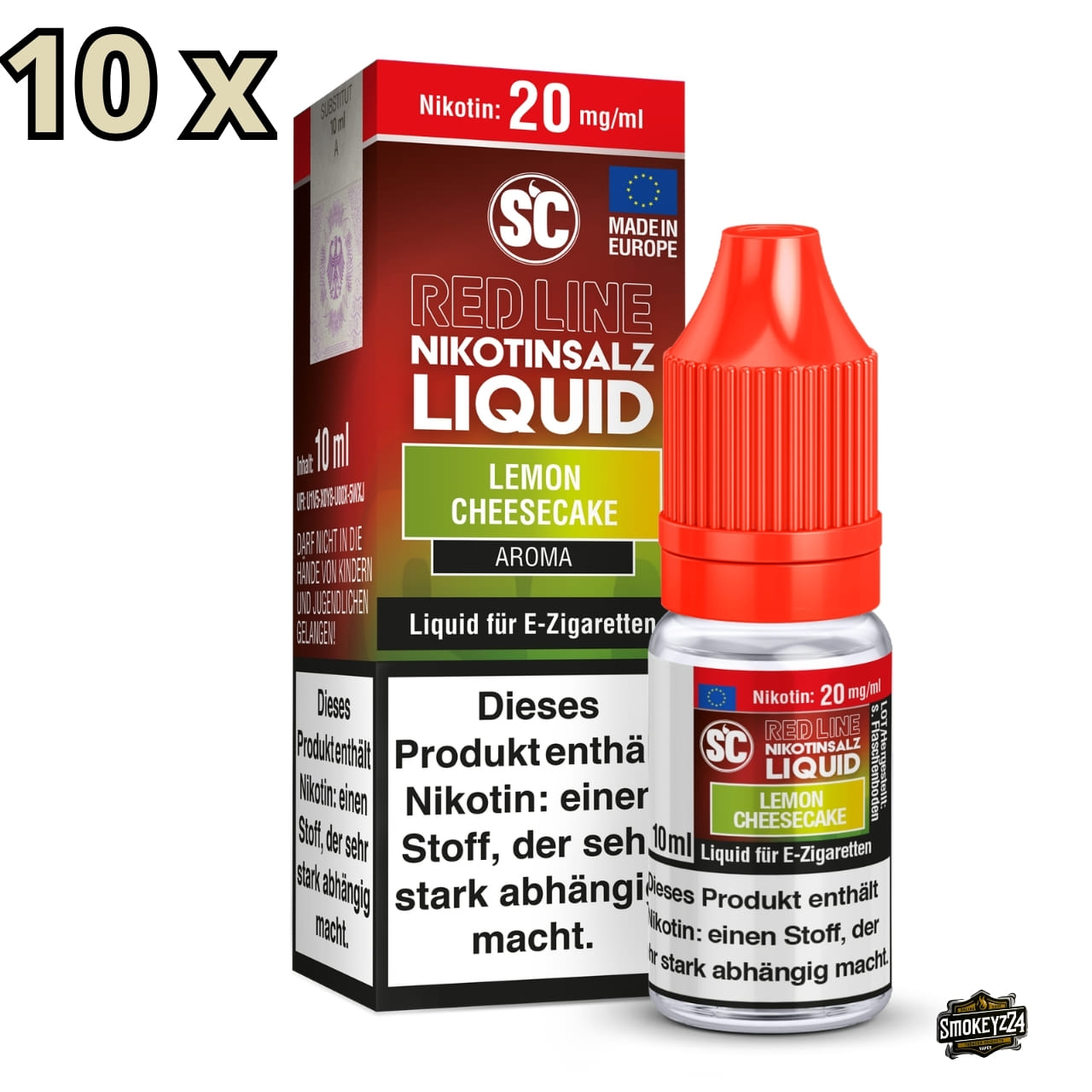 SC Red Line Lemon Cheesecake 20mg Nikotinsalz Liquid 10x Sparpaket - Flasche mit Verpackung