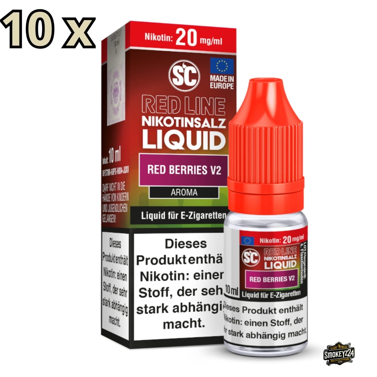 SC Red Line Red Berries V2 20mg Nikotinsalz Liquid - 10x Sparpaket (10 ml) Beerenmix mit Frische