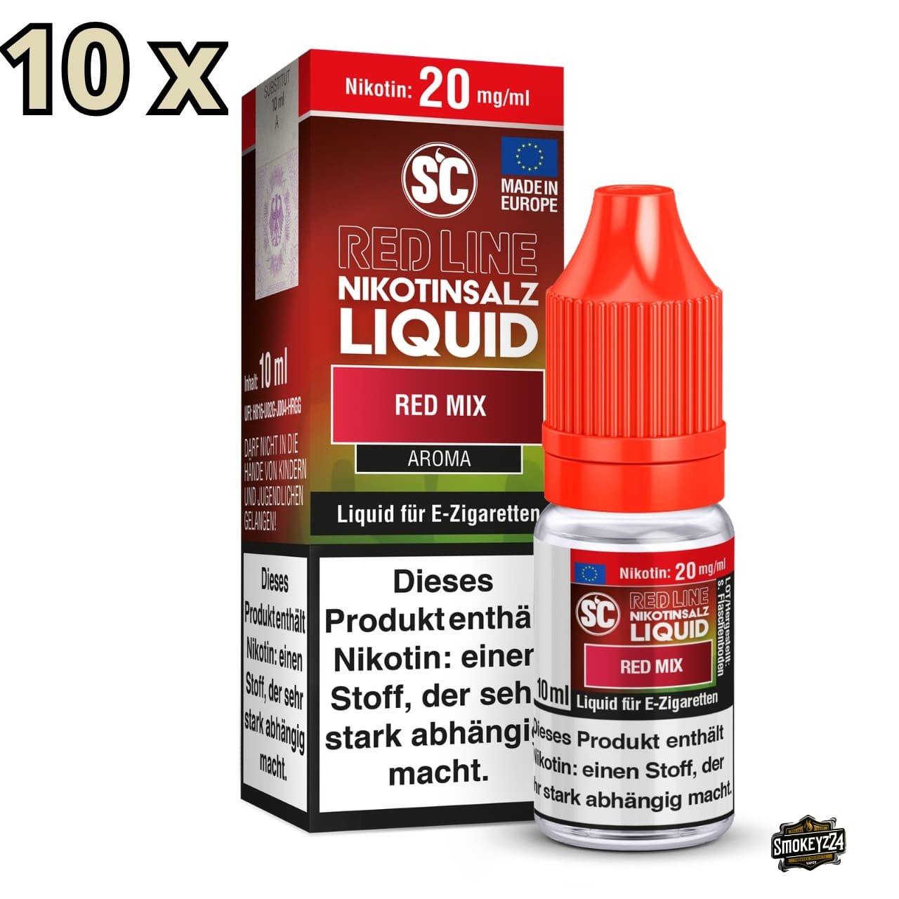 SC Red Line Red Mix 20mg Nikotinsalz Liquid 10x Sparpaket - 10 ml Flaschen Beerenmix mit Frische