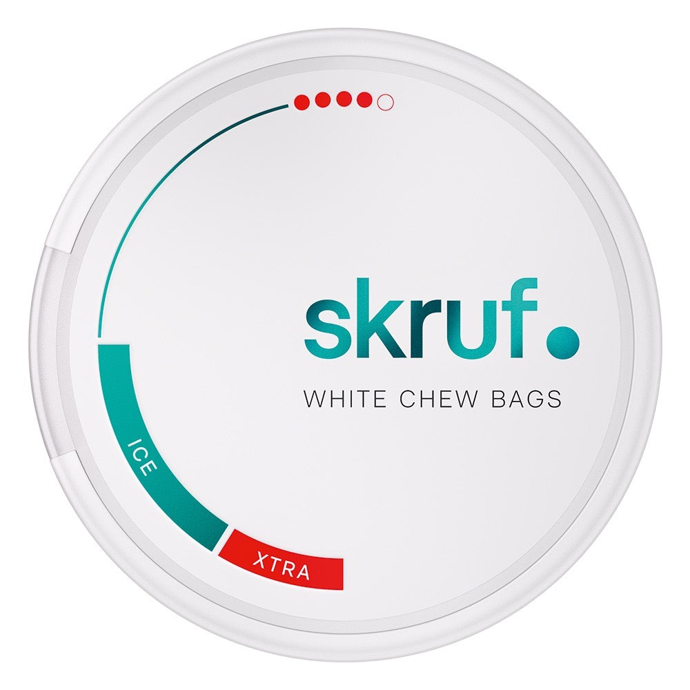 Dose skruf Ice White Chew Bags #4 Xtra, extra starke Kautabakbeutel mit intensivem Minzgeschmack