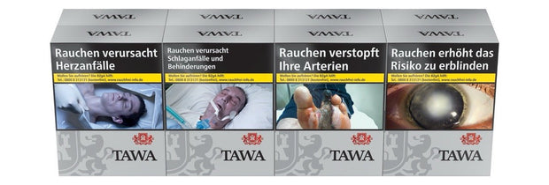 TAWA Silver Zigaretten XXL Stange 8x27 - Vorratskarton mit Schachteln, Frontansicht