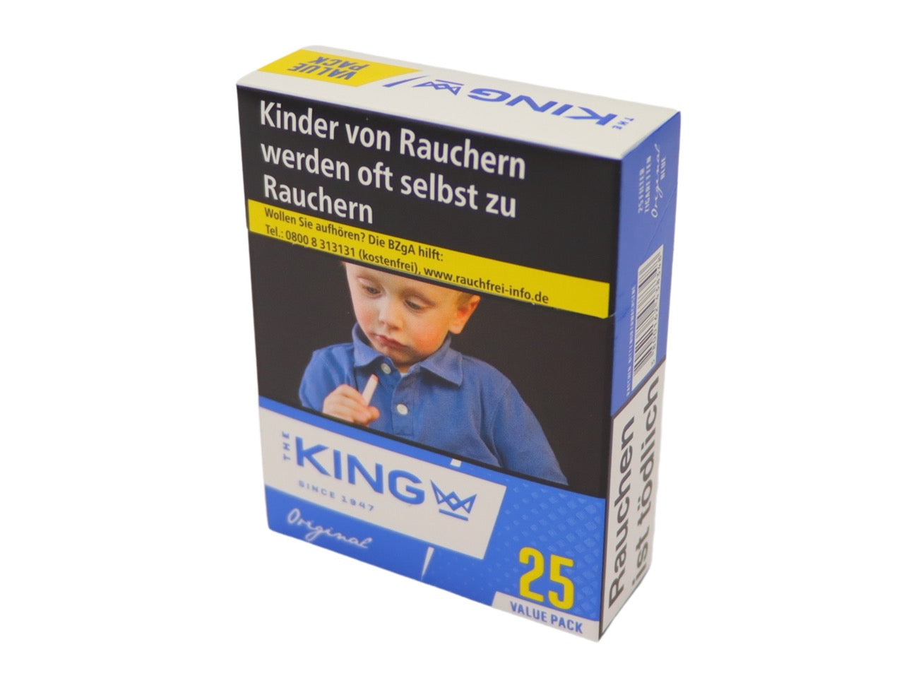 The King Blue Zigaretten 25er Packung, geschlossen, King Size, modernes Design, blau