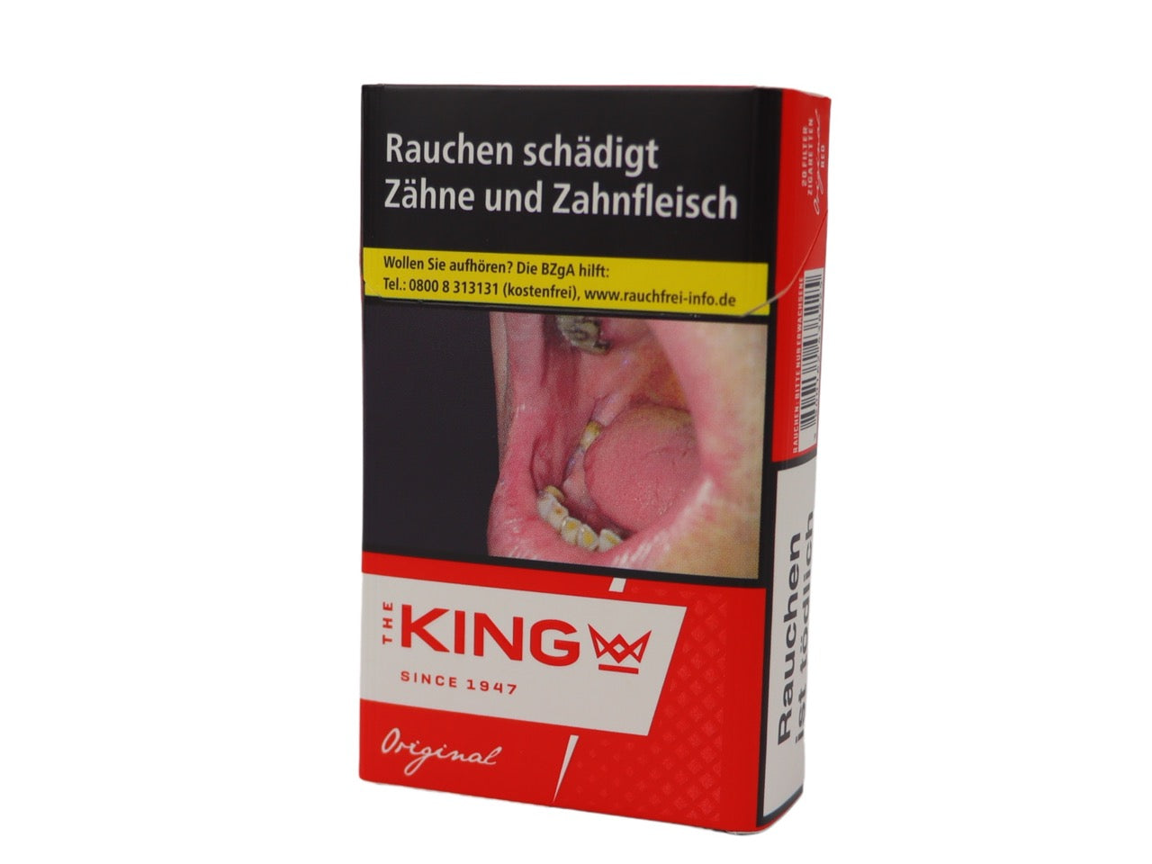 The King Red Zigaretten Einzelpackung geschlossen – American Blend, King Size, 20 Stück, rotes Design