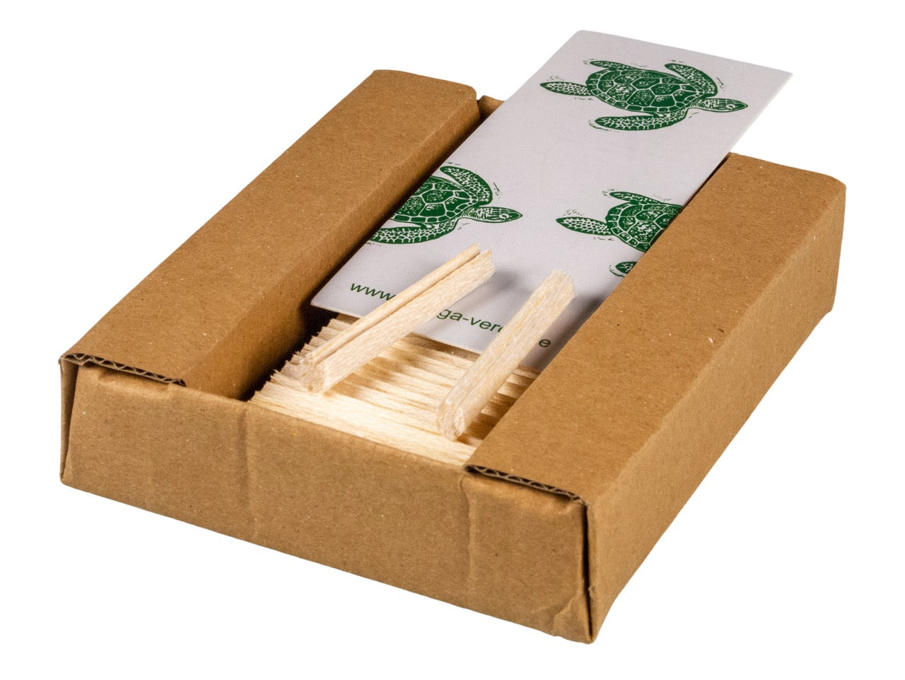 Geöffnete Tortuga Verde Pfeifenfilter Packung mit Balsaholzfiltern, plastikfrei, umweltfreundlich