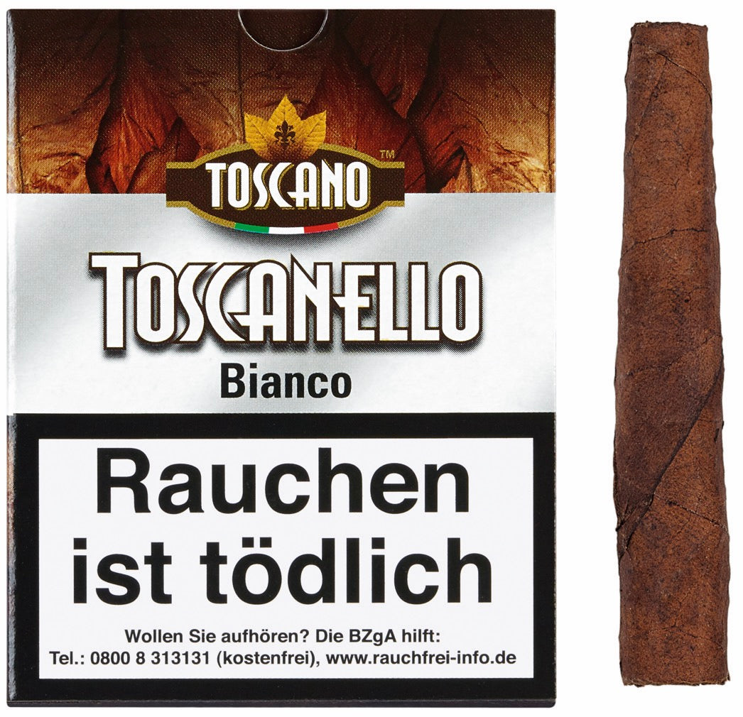 Toscano Toscanello Bianco Zigarren Schachtel mit einer Zigarre – italienische Grappa-Aromazigarillos
