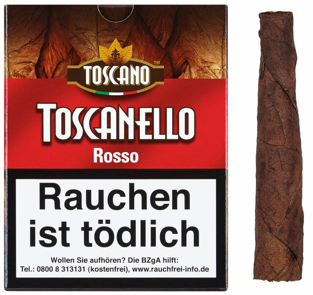 Toscano Toscanello Rosso Zigarren – Packung mit Zigarre, italienischer Kaffeegenuss im Kleinformat