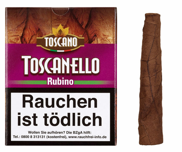 Toscano Toscanello Rubino Zigarren – Schachtel mit Zigarre, aromatisiert mit Apfel und Zimt, italienische Spezialität