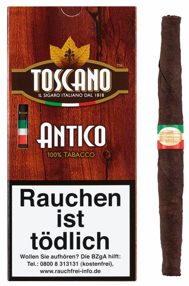 Toscano Antico Zigarren – 5er Pack, kräftiger Rauchgenuss, rustikale Zigarre mit Kentucky Tabak aus Italien