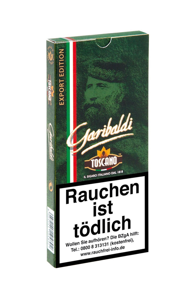 geschlossene Packung Toscano Garibaldi Zigarren – seitliche Ansicht