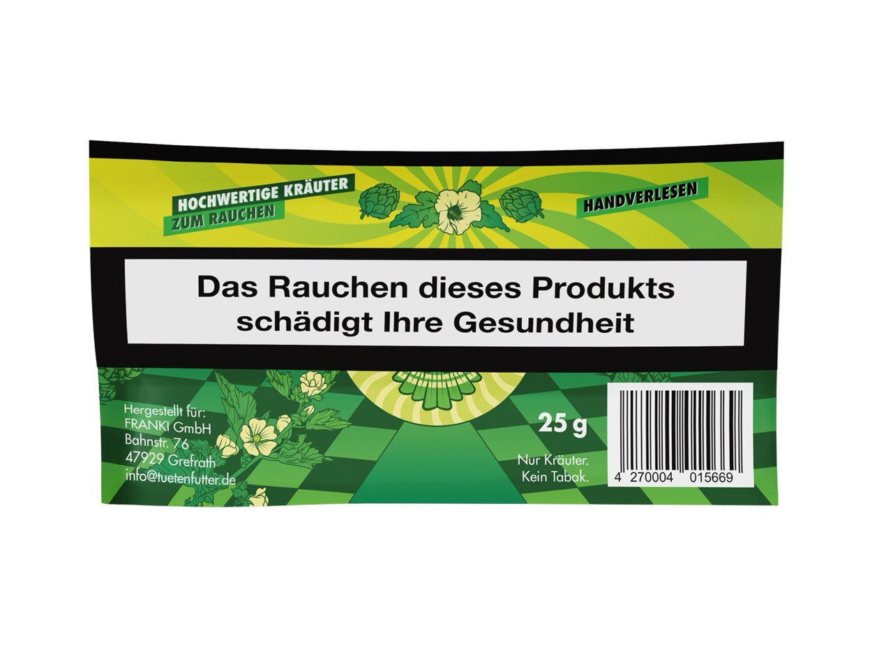Tütenfutter Kräutermischung Grün 25g – Rückseite mit Produktinfos und Zutaten