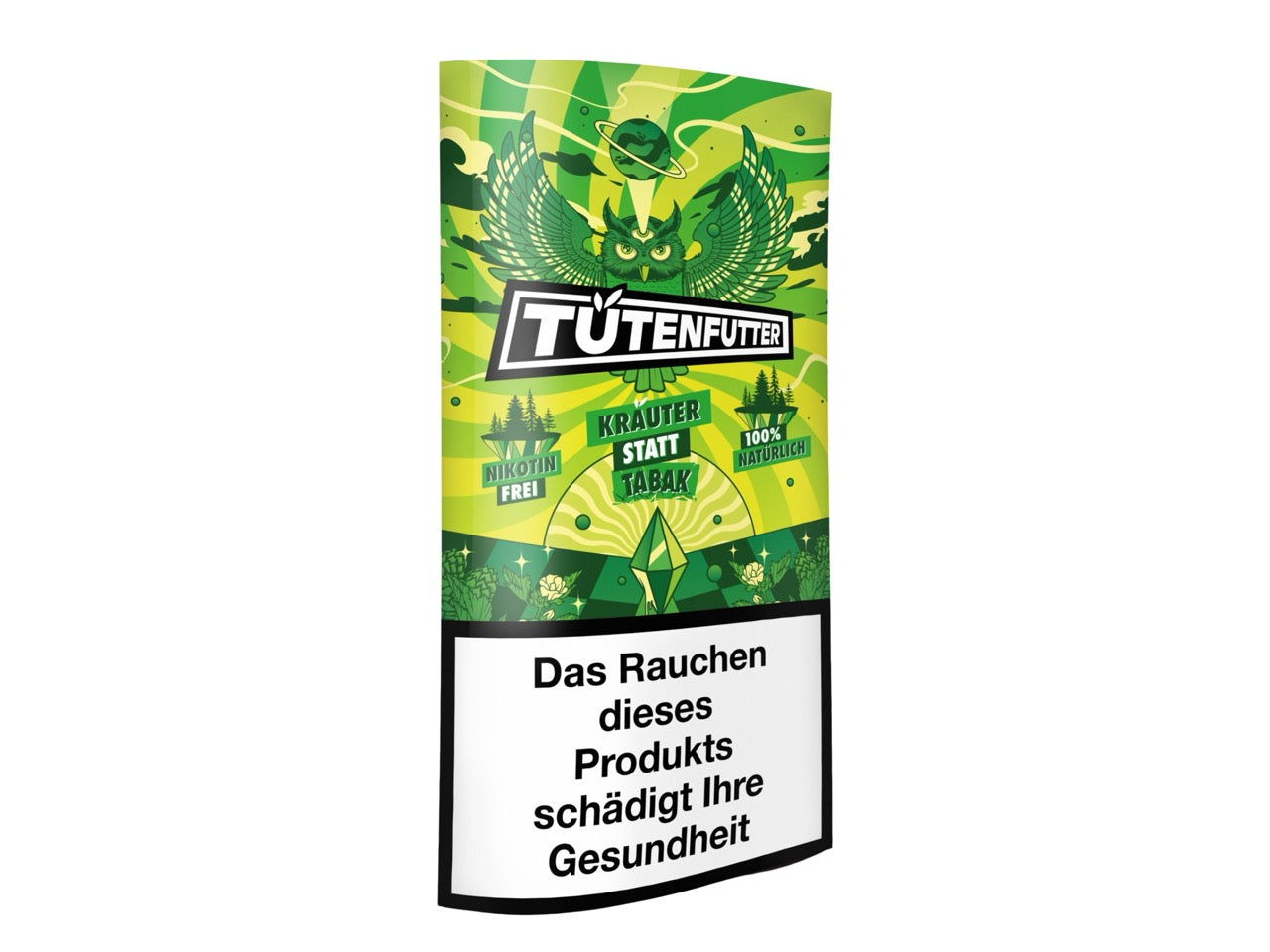 Tütenfutter Kräutermischung Grün 25g – Vorderseite des tabakfreien Pouches