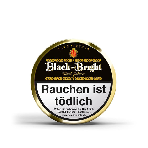 Van Halteren Black and Bright Pfeifentabak – milder Black Cavendish, fruchtig, aromatisch. Perfekt für Einsteiger. Jetzt 100g Dose sichern!