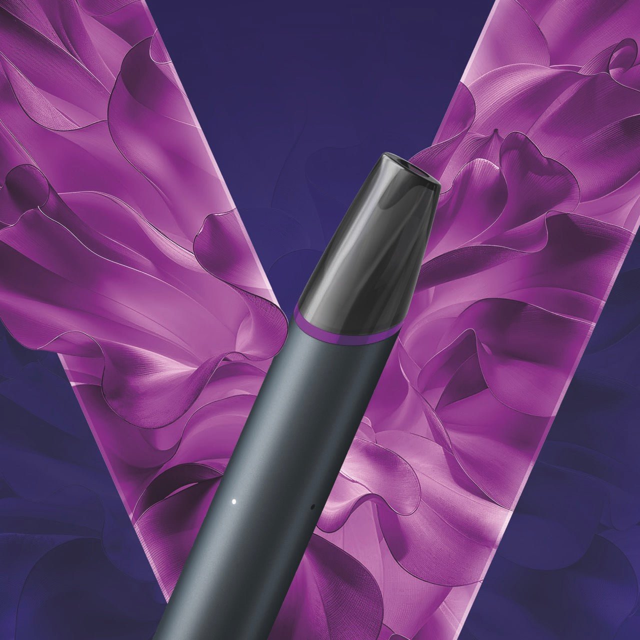 VEEV NOW ULTRA Grape – stylisch präsentierte Vape vor violettem, traubeninspiriertem Hintergrund