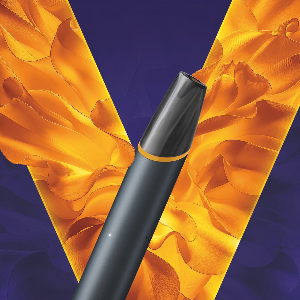 VEEV NOW ULTRA Mango – stilvoll präsentierte Vape vor sonnig-gelbem, tropischem Hintergrund