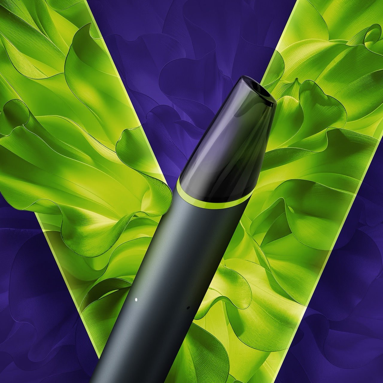 VEEV NOW ULTRA Sour Apple Vape vor grün-blauem Hintergrund für Sparpaket