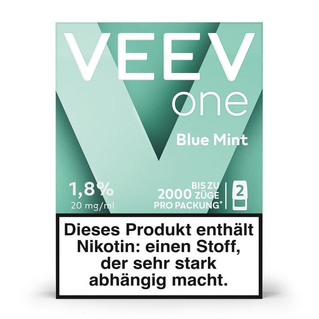 Produktbild VEEV ONE Pods Blue Mint – Vorderseite der Verpackung mit blauem Design