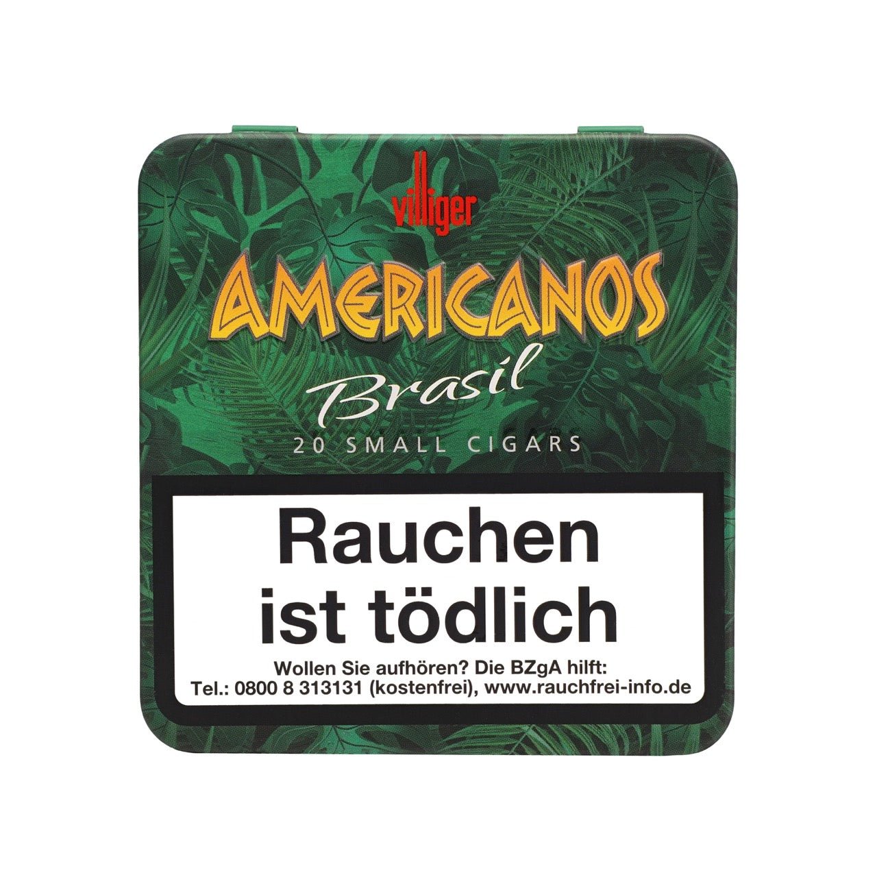 Villiger Americanos Brasil Cigarillos, 20er Pack – Schachtel frontal, Arapiraca-Deckblatt, ohne Filter