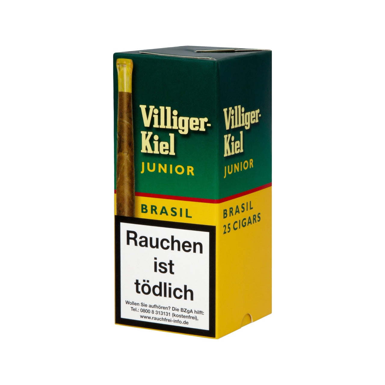 Villiger Kiel Junior Brasil – Packung seitlich mit sichtbaren Mundstück-Zigarren